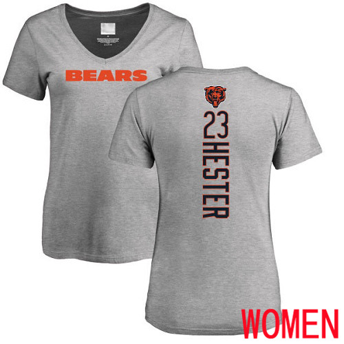 Chicago Bears Ash Women Devin Hester Backer V-Neck NFL Football #23 T Shirt->nfl t-shirts->Sports Accessory